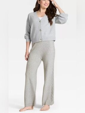 Women’s Wide Leg Cable Knit Lounge Pants-XL